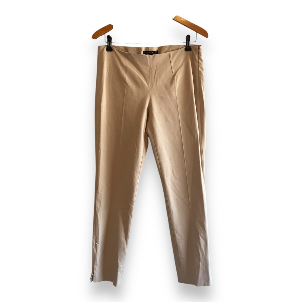 Theory Belisa Pants Warm Khaki Bistretch Slim Fit Trousers Size 8 32 x 30  NWT